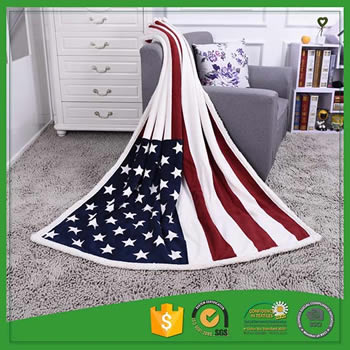 Coral fleece rotary flag blanket double layers(with sherpa fleece)