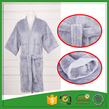 Wholesale fluffy pattern printing hotel coral fleece women bathrobe
