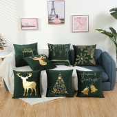 Xmas folil printed velvet cushion cover