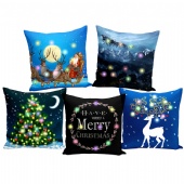 Hot Sale Short Plush Christmas Lights LED Cushion Cover Manufacturers Wholesale Polyester Pillow Cover