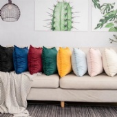 Cushion Covers Velvet Cover Velvet New Arrival Chinese Pom Pom Plain Cushion Covers Cotton Throw Velvet