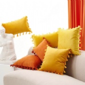 Cushion Covers Velvet Cover Velvet New Arrival Chinese Pom Pom Plain Cushion Covers Cotton Throw Velvet