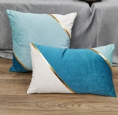 Wholesale Leather Patchwork Grey White Gold Decorative Luxury Velvet Sofa Throw Pillow Cushion Covers