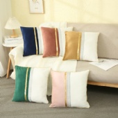 Wholesale Leather Patchwork Grey White Gold Decorative Luxury Velvet Sofa Throw Pillow Cushion Covers