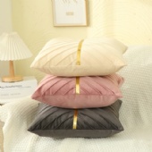 Wholesale Leather Patchwork White Gold Decorative Luxury Velvet Sofa Throw Pillow Cushion Covers
