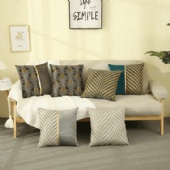Wholesale Leather Patchwork White Gold Decorative Luxury Velvet Sofa Throw Pillow Cushion Covers