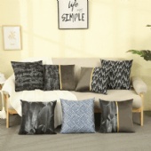 Wholesale Leather Patchwork White Gold Decorative Luxury Velvet Sofa Throw Pillow Cushion Covers