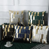 Wholesale Leather Patchwork White Gold Decorative Luxury Velvet Sofa Throw Pillow Cushion Covers