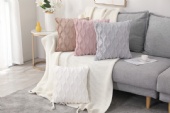 Wholesale Throw Pillow Cushion Cover Pv Fleece Geometric Embroidery Cushion Cover