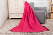 solid polar fleece blanket with tassels