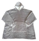 Wearable Blanket Hoodie, Oversized Sherpa Fleece Sweatshirt Blanket with Giant Hood Pocket and Sleeves for Adult, Warm & Cozy Grey Blanket Gifts for Women