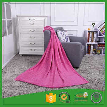 Embroidered solid super soft coral fleece blanket