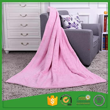 Pink printed long hair PV fleece blanket