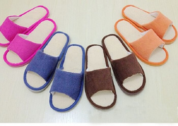 solid coral fleece slipper