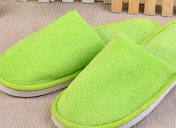solid coral fleece slipper