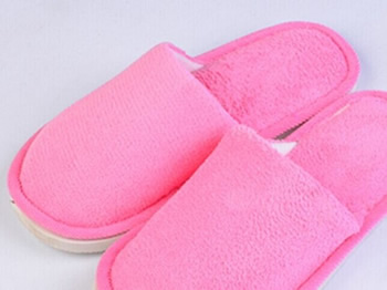 solid coral fleece slipper
