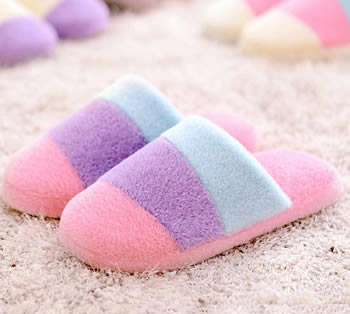 printed coral fleece slipper