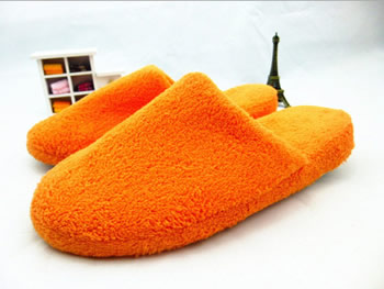 solid coral fleece slipper