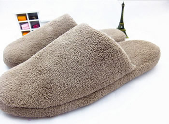 solid coral fleece slipper
