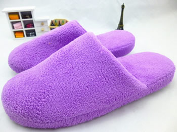 solid coral fleece slipper