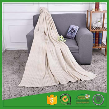 Popular stripe bright shiny coral fleece blanket