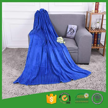 Popular stripe bright shiny coral fleece blanket